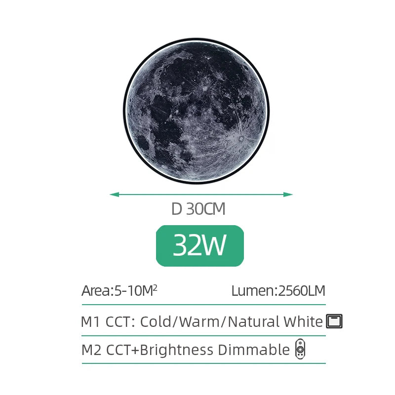 Modern 3D Moon Mural Wall Lamp Dimmable LED Light forHome Interiors