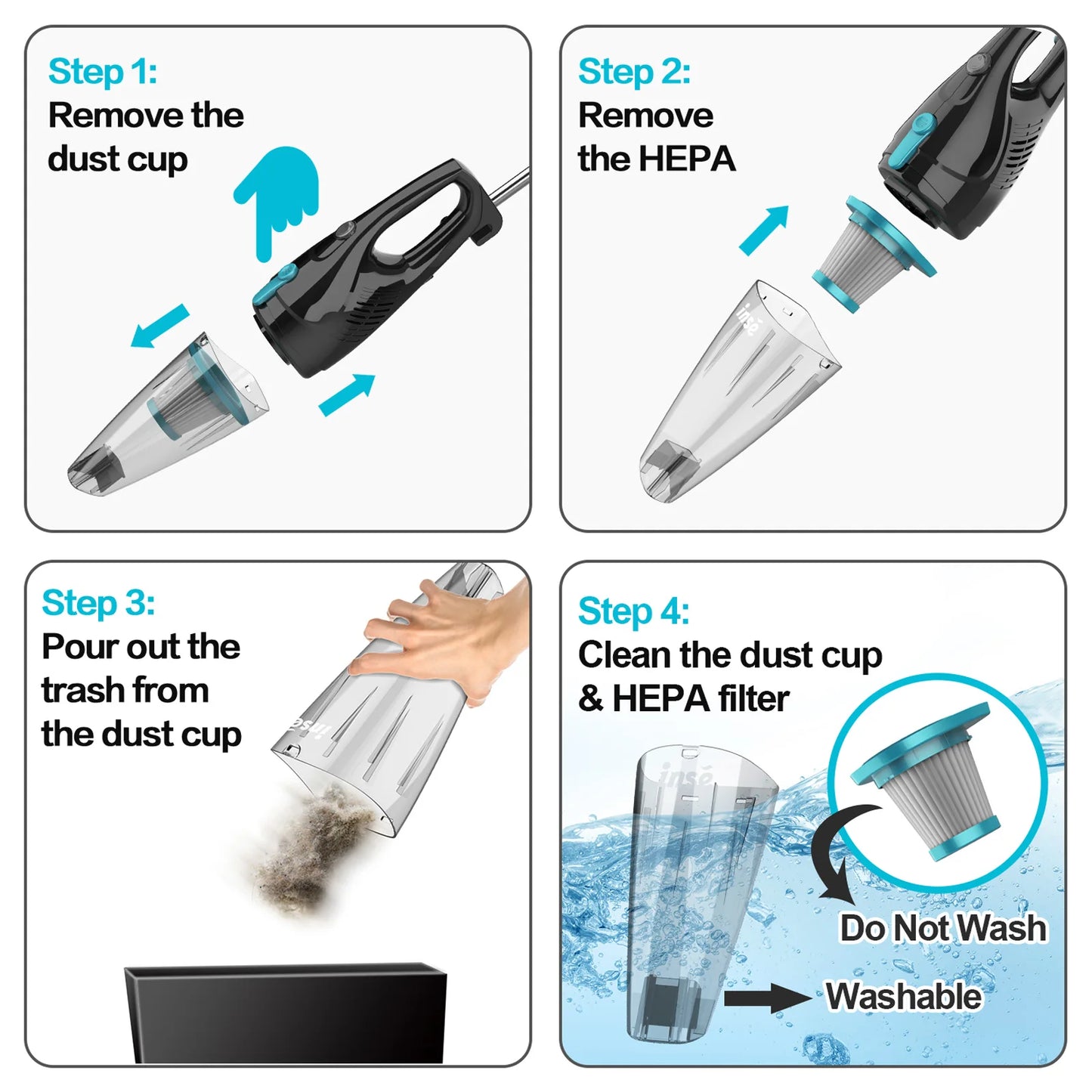 2-in-1 Lightweight Corded Vacuum with Long Cable and Multi Nozzles