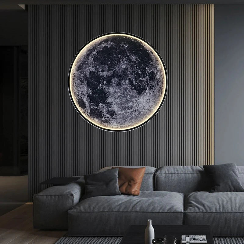 Modern 3D Moon Mural Wall Lamp Dimmable LED Light forHome Interiors