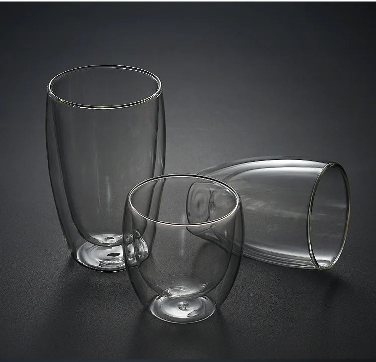 Transparent Borosilicate Double Wall Glass for Espresso, Drinks, and Desserts