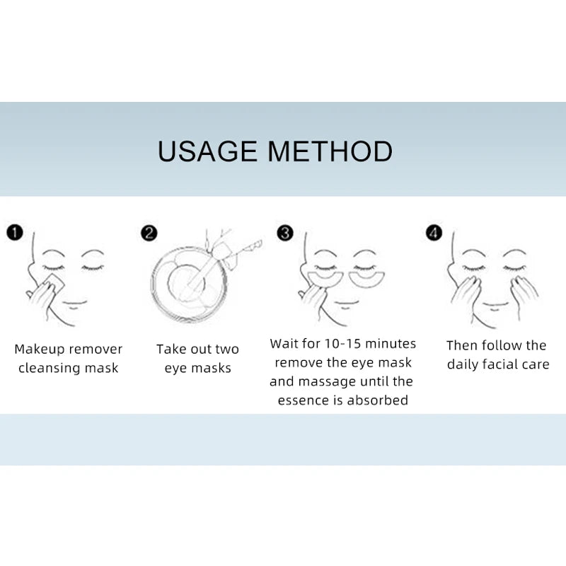 Moisturising Collagen Gel Eye Masks with Hyaluronic Acid & Gold