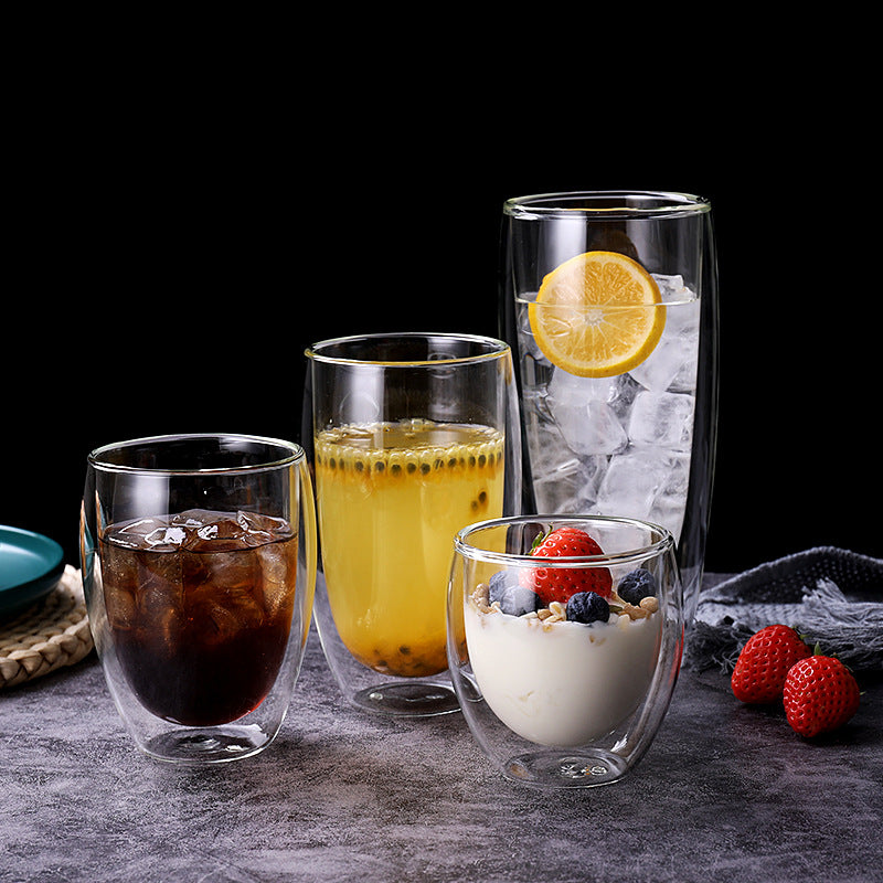 Transparent Borosilicate Double Wall Glass for Espresso, Drinks, and Desserts