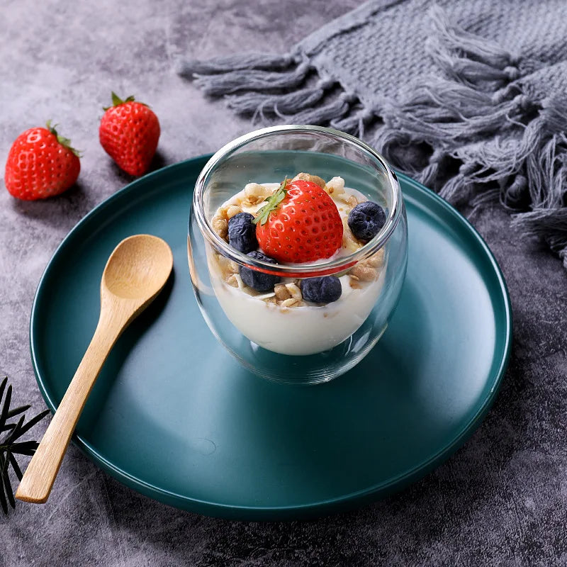 Transparent Borosilicate Double Wall Glass for Espresso, Drinks, and Desserts