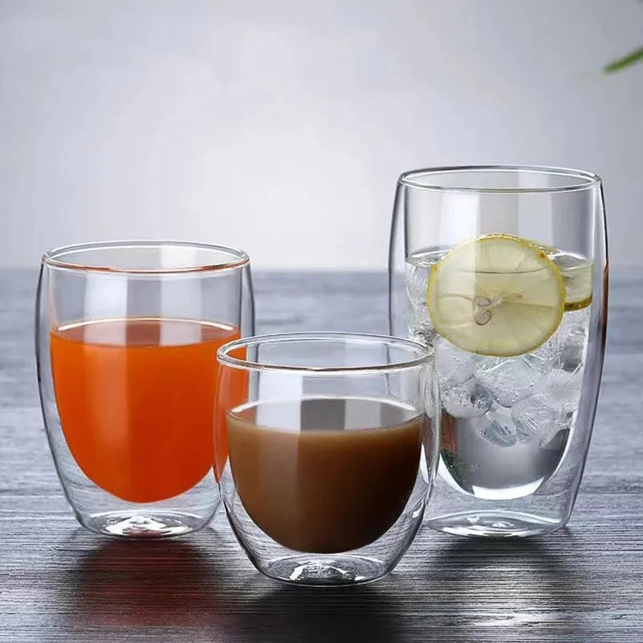 Transparent Borosilicate Double Wall Glass for Espresso, Drinks, and Desserts