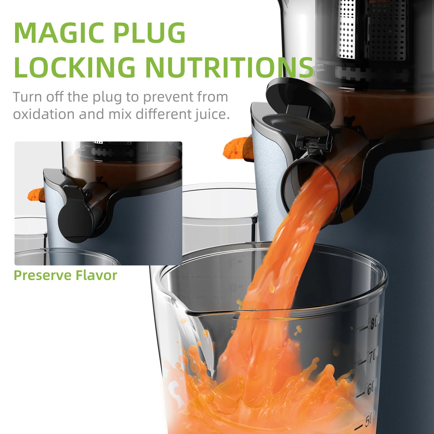 BioloMix Cold Press Juicer with 78mm Feed Chute and 200W Quiet Motor