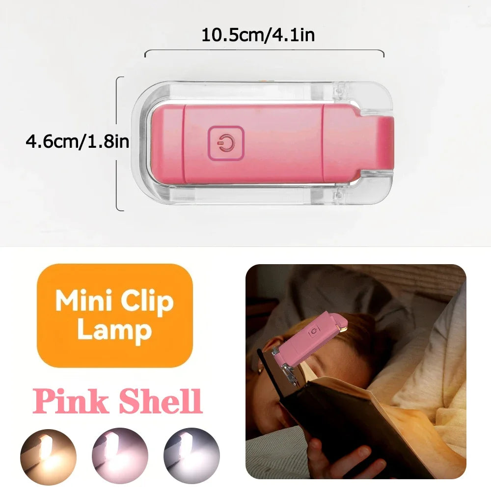 Mini USB Rechargeable Book Light with Amber Glow and Eye Protection