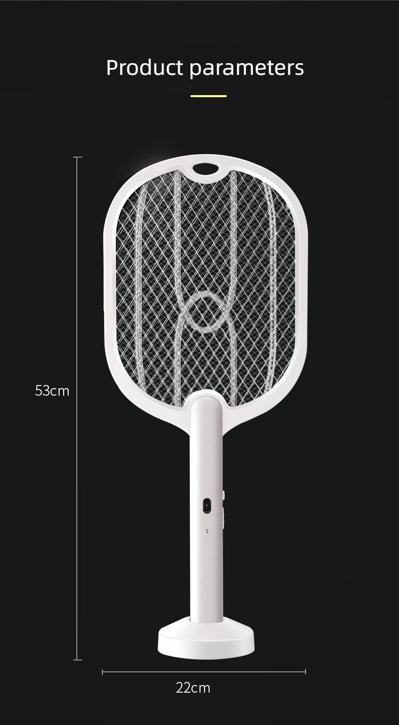 3-in-1 Electric Mosquito Swatter with Lamp and Wall Mount – 3000V & USB-C Charging