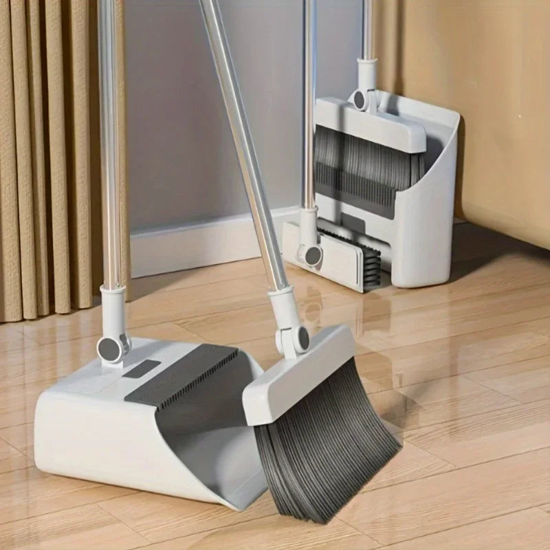 3-in-1 Folding Broom and Dustpan Set for Multi-Surface Cleaning