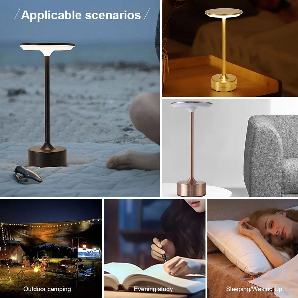 Modern Metal LED Desk Lamp with Stepless Brightness Adjustment