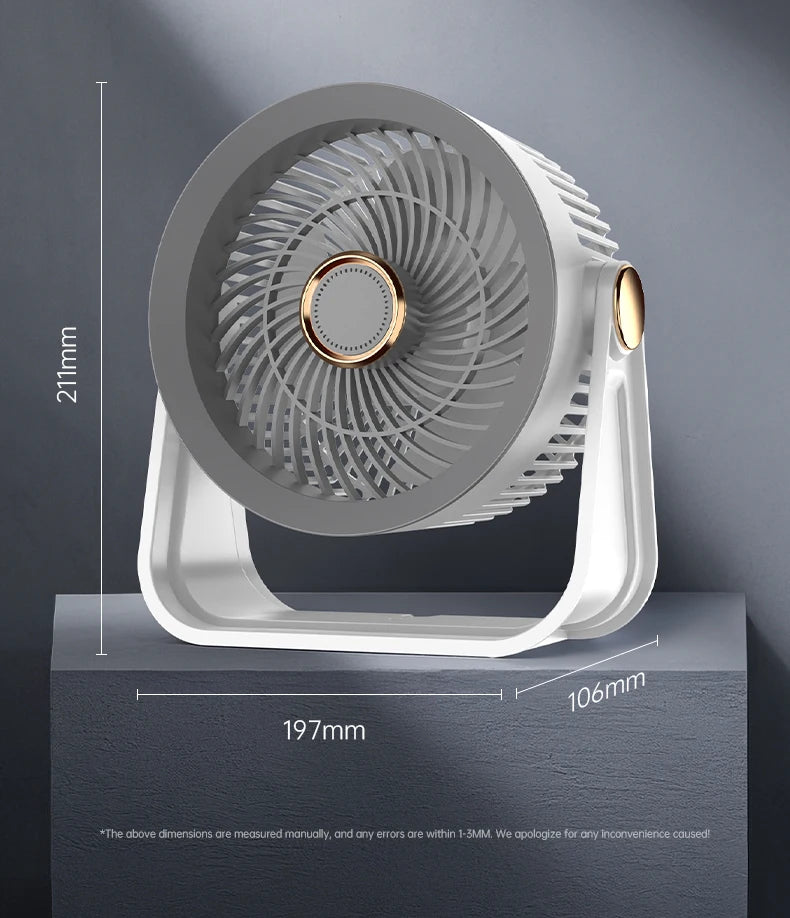 Portable USB Rechargeable Desktop Fan with 5 Speeds and Night Light