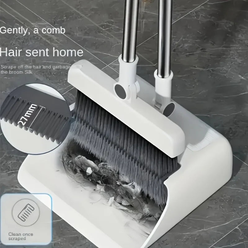 3-in-1 Folding Broom and Dustpan Set for Multi-Surface Cleaning