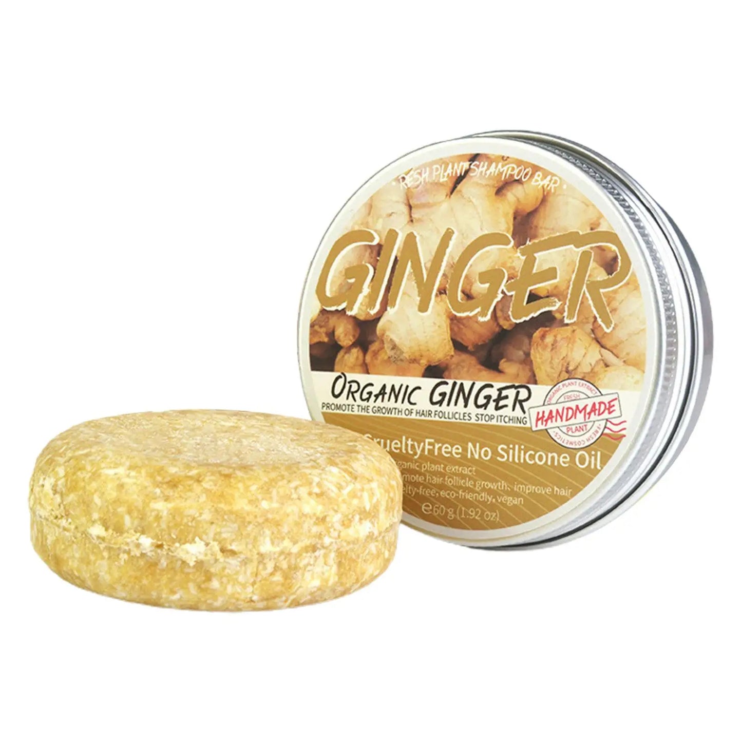 Ginger Shampoo Bar for Hair Growth Cold Processed, Plant-Based Formula