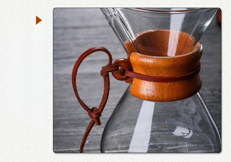 600ml Hand Glass Coffee Kettle with Stainless Steel Drip Filter