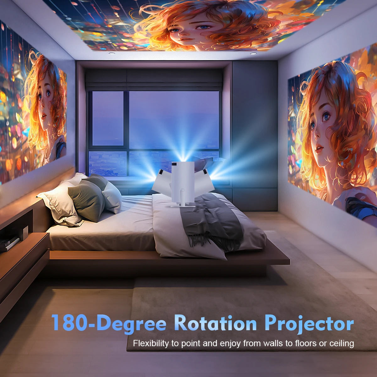 HY300 Pro Smart Projector 4K Supported, 720P Native, Dual WiFi6, Bluetooth 5.0