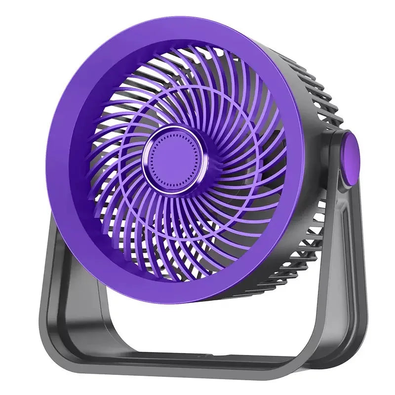 Portable USB Rechargeable Desktop Fan with 5 Speeds and Night Light