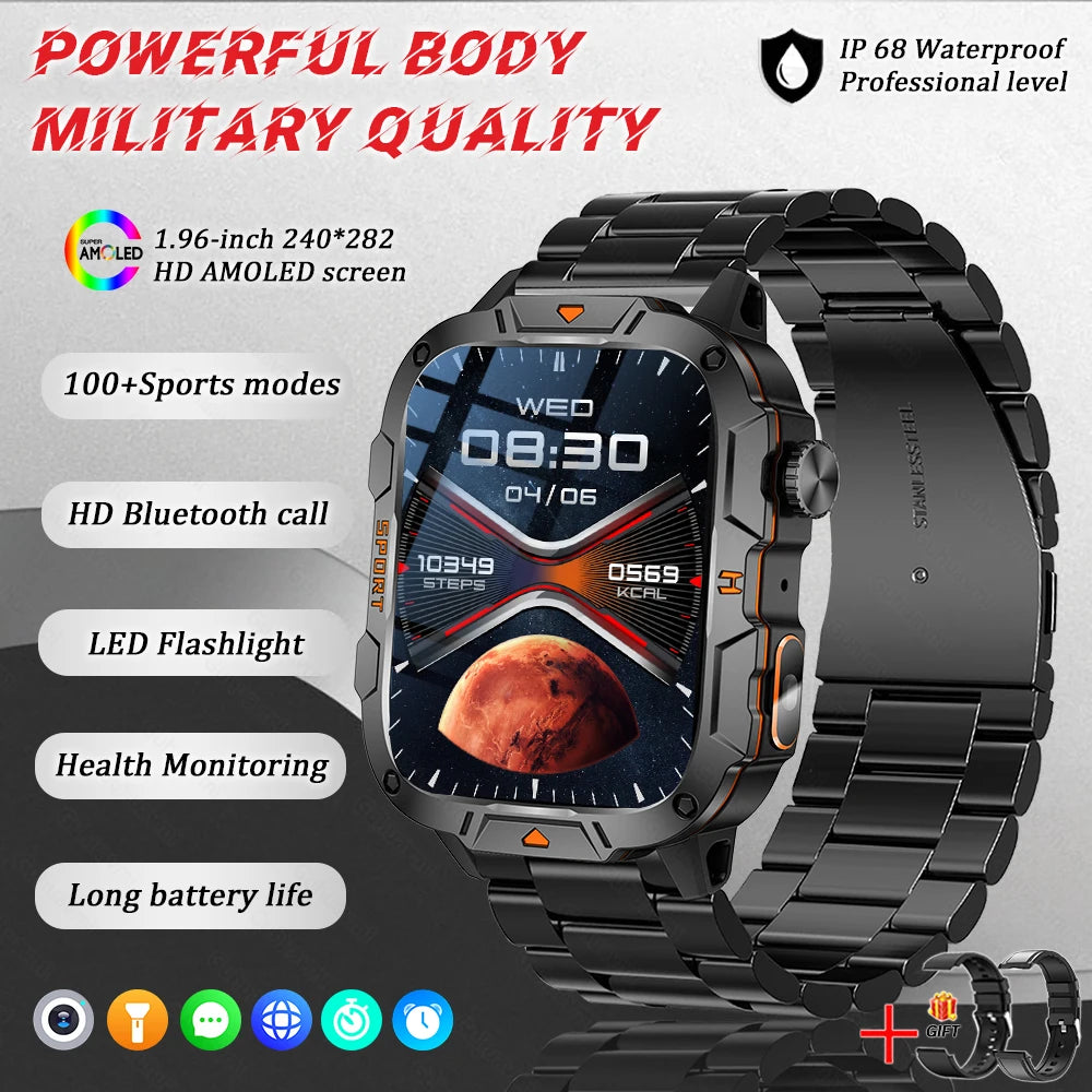 Men's Sports Smartwatch with HD Bluetooth Call & 100+ Modes – Military Grade