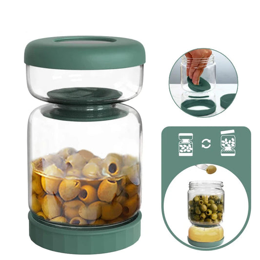 34oz Glass Pickle Jar with Strainer Flip, Airtight Leak-Proof Lid