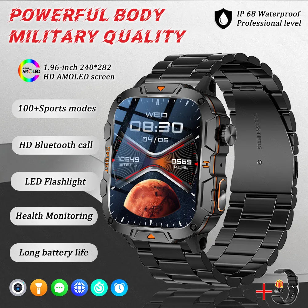 Men's Sports Smartwatch with HD Bluetooth Call & 100+ Modes – Military Grade