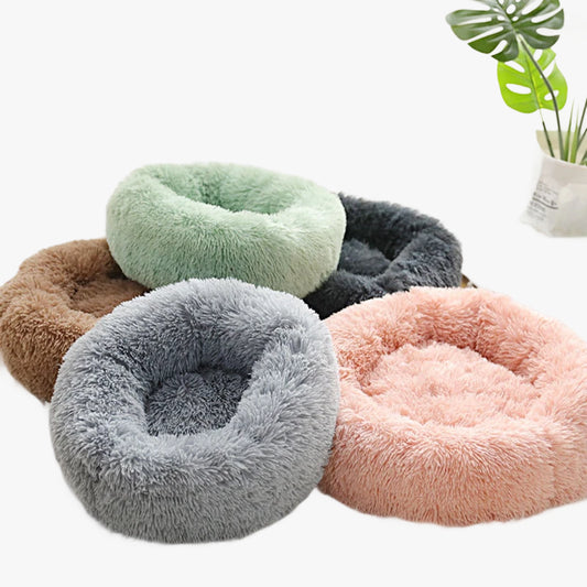 Soft Plush Cat Bed Washable Round Nest for Small Pets