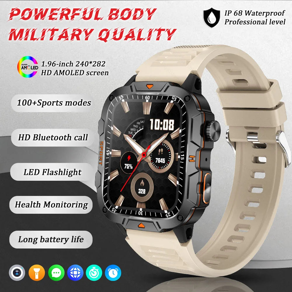 Men's Sports Smartwatch with HD Bluetooth Call & 100+ Modes – Military Grade