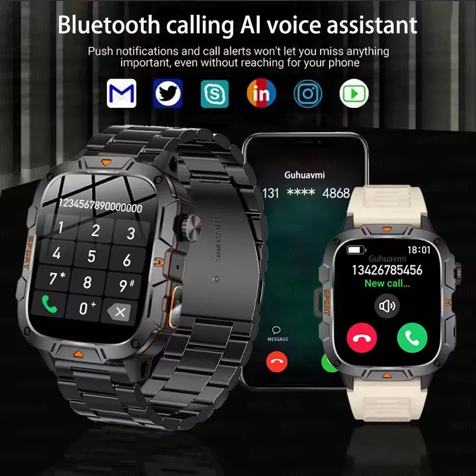 Men's Sports Smartwatch with HD Bluetooth Call & 100+ Modes – Military Grade