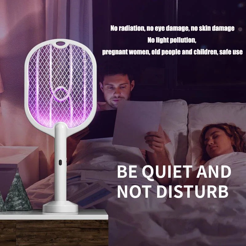 3-in-1 Electric Mosquito Swatter with Lamp and Wall Mount – 3000V & USB-C Charging