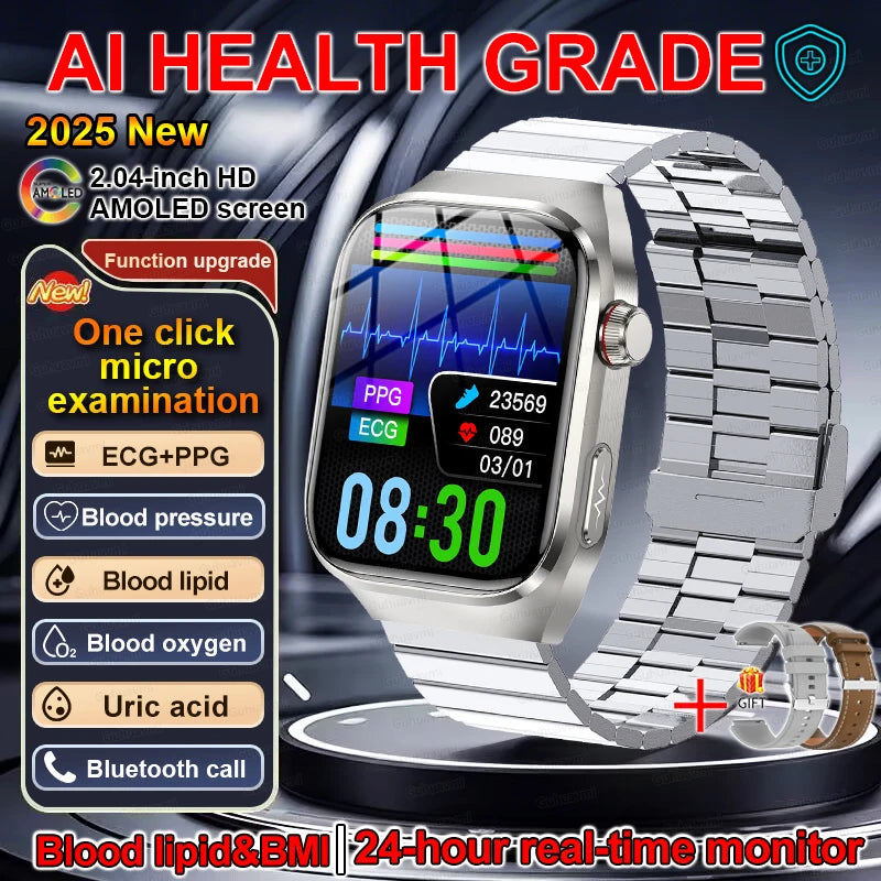 2.04" Smartwatch with Voice Calls, ECG & Full Health Monitoring