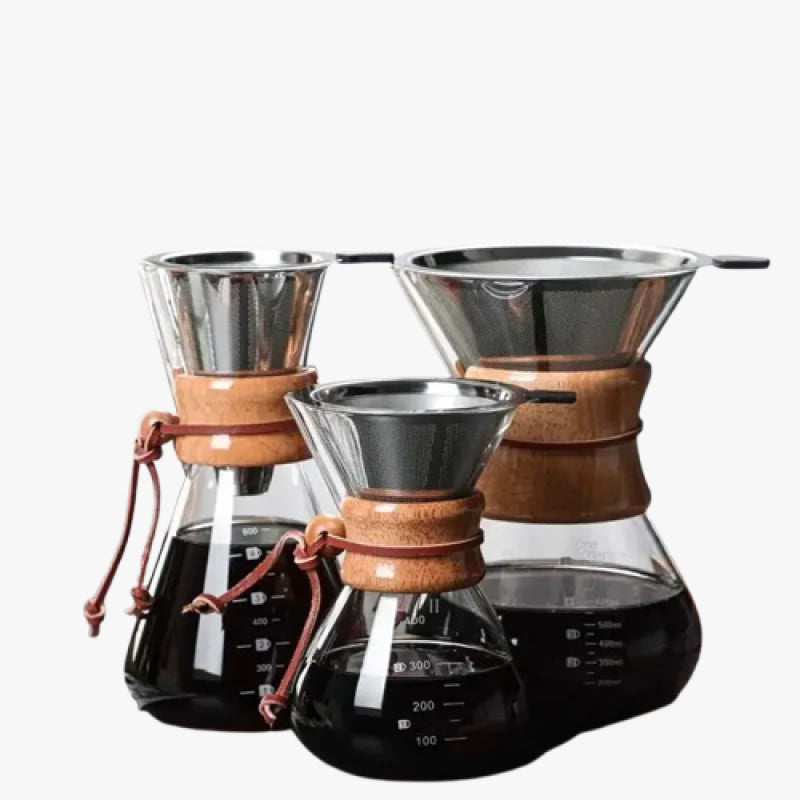 600ml Hand Glass Coffee Kettle with Stainless Steel Drip Filter