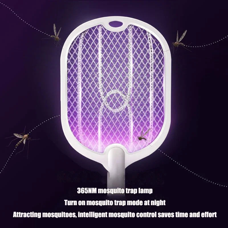 3-in-1 Electric Mosquito Swatter with Lamp and Wall Mount – 3000V & USB-C Charging