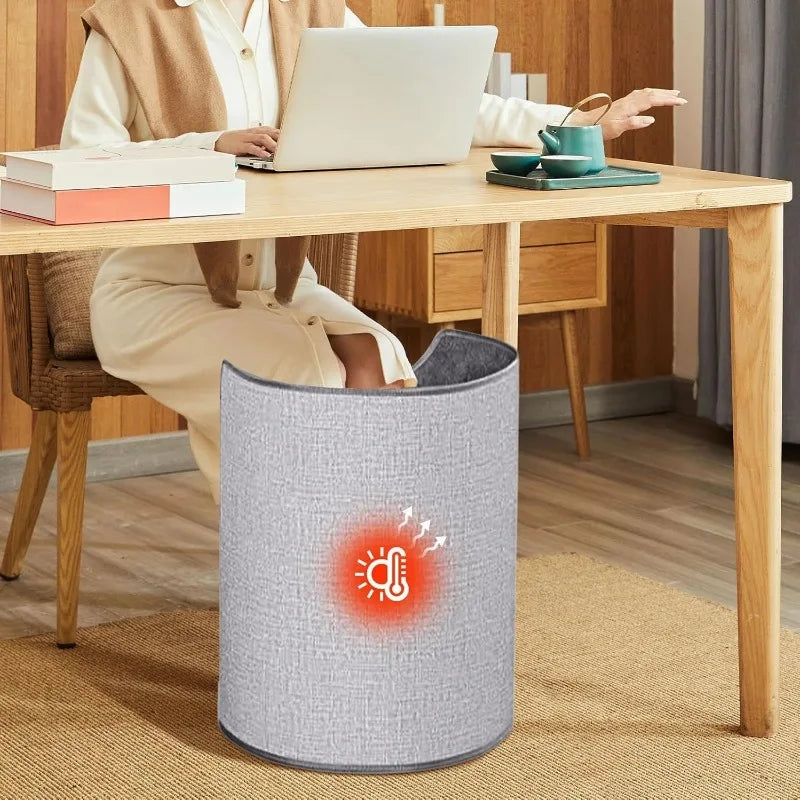 Foldable Under Desk Leg Warmer with Thermostat and Quick Heat