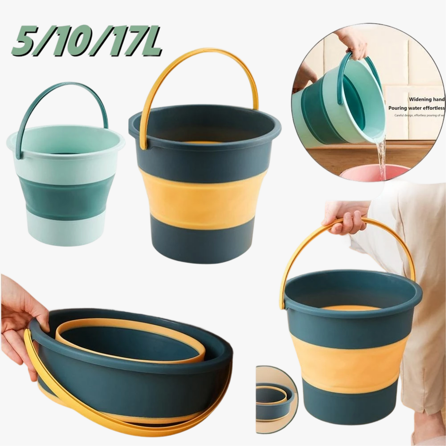 Collapsible Water Bucket 5L 10L 17L for Outdoor and Household Use