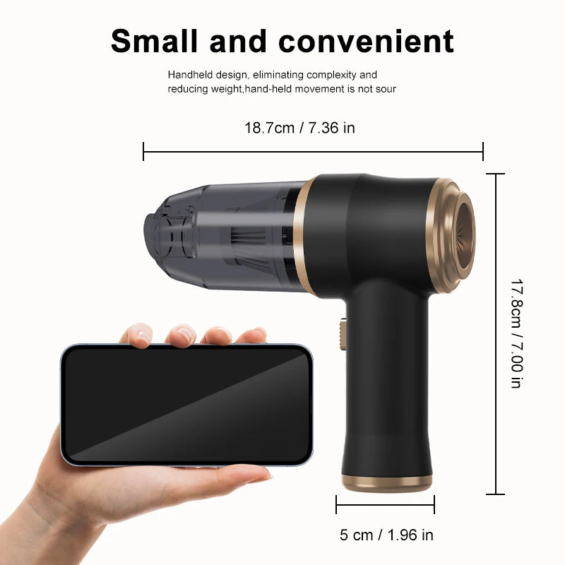 Mini Wireless Car Vacuum Cleaner with Powerful Suction for Home and Auto Use