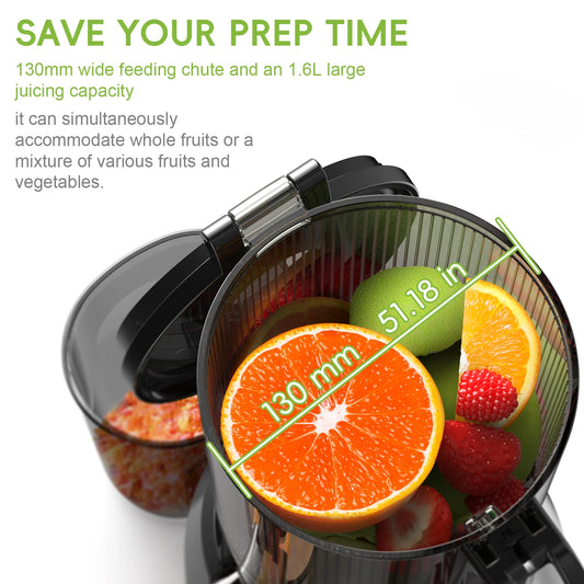 BioloMix Cold Press Juicer with 130mm Feed Chute and Triple Mesh Filtration