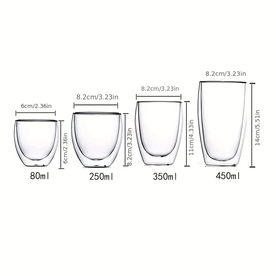 Transparent Borosilicate Double Wall Glass for Espresso, Drinks, and Desserts