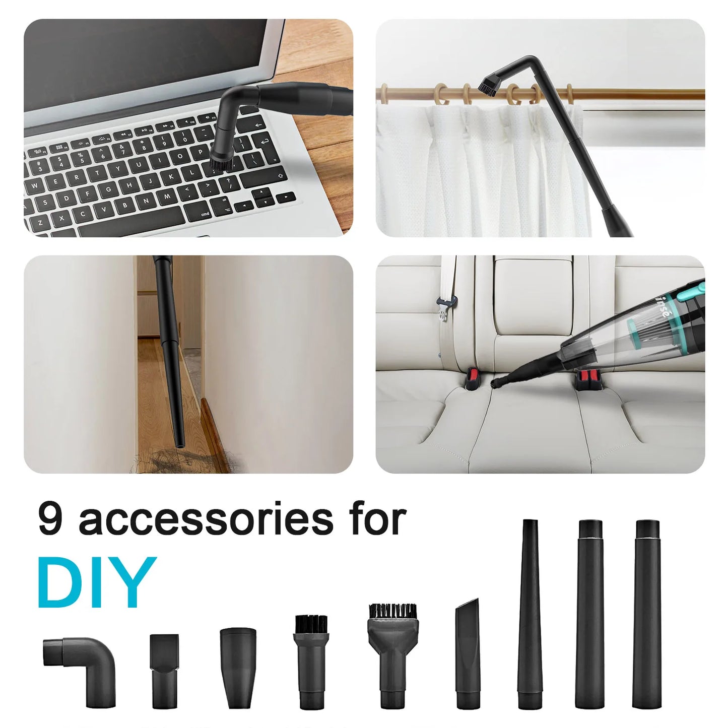 2-in-1 Lightweight Corded Vacuum with Long Cable and Multi Nozzles