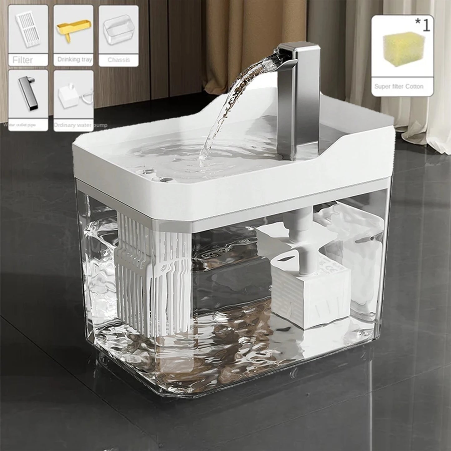 Automatic Cat Water Fountain with Filter and USB Pump – 1.5L Capacity