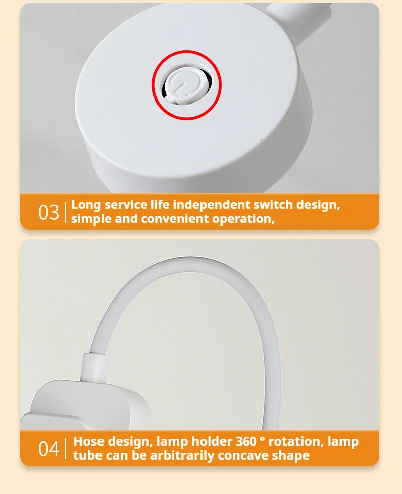 Portable Foldable Book Light for Bedtime Reading with 360° Gooseneck