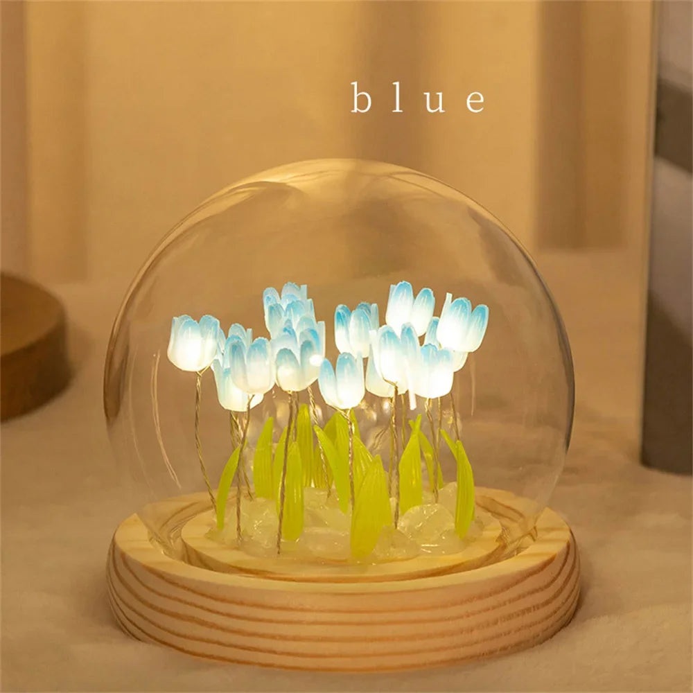 Handmade Tulip Flower LED Night Light for Bedroom Decor