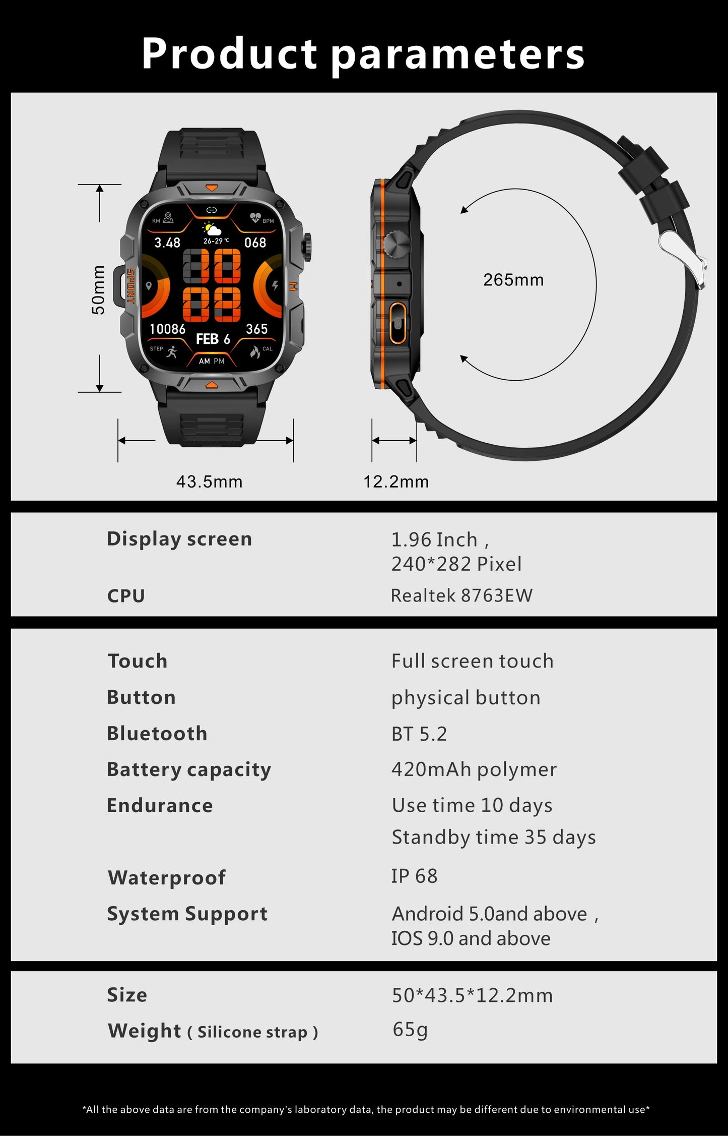 Men's Sports Smartwatch with HD Bluetooth Call & 100+ Modes – Military Grade