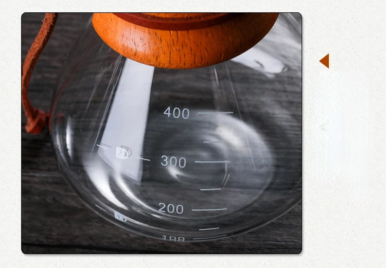 600ml Hand Glass Coffee Kettle with Stainless Steel Drip Filter