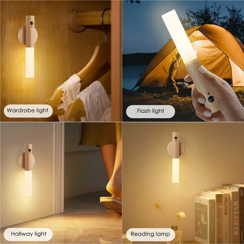 Wireless Motion Sensor Night Lamp LED Magnetic Rechargeable Light for Home