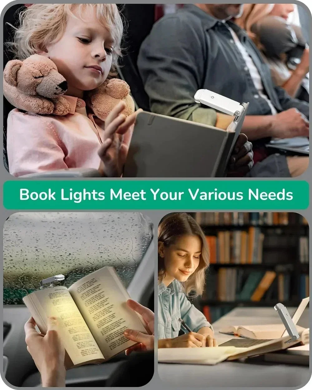 Mini USB Rechargeable Book Light with Amber Glow and Eye Protection