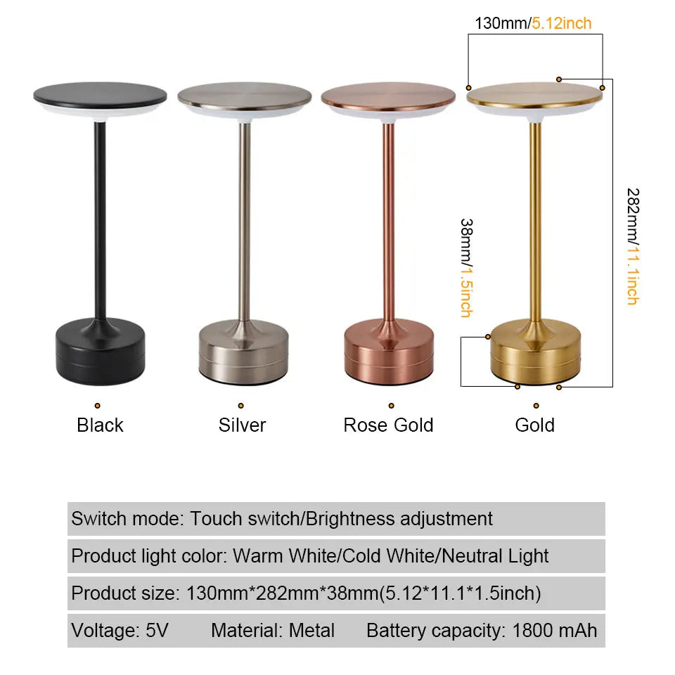 Modern Metal LED Desk Lamp with Stepless Brightness Adjustment