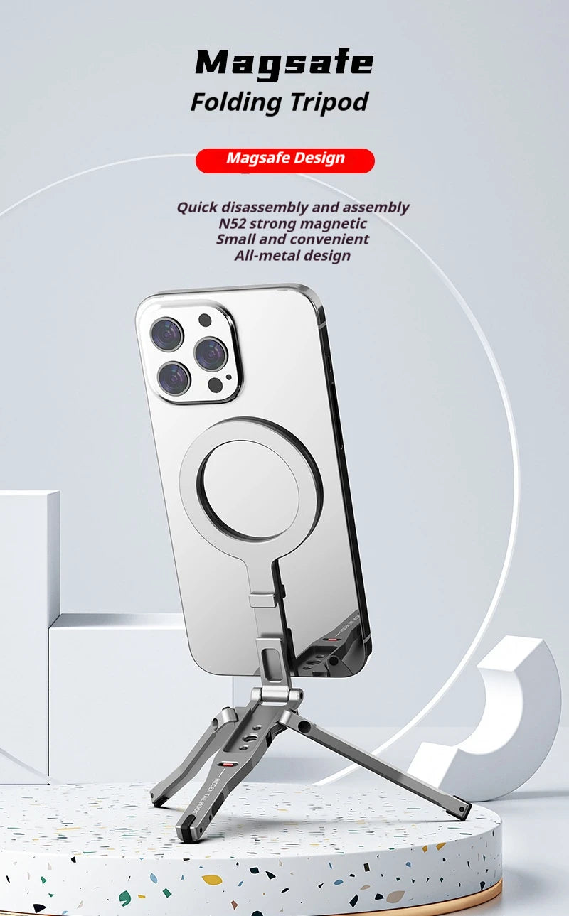 Universal Magnetic Phone Tripod Stand for Desk and Travel