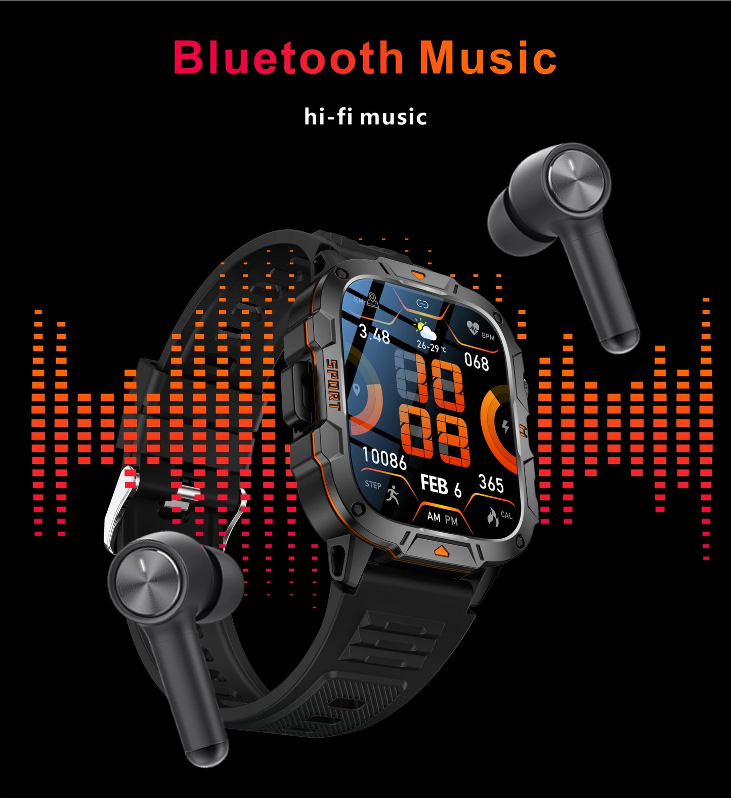 Men's Sports Smartwatch with HD Bluetooth Call & 100+ Modes – Military Grade