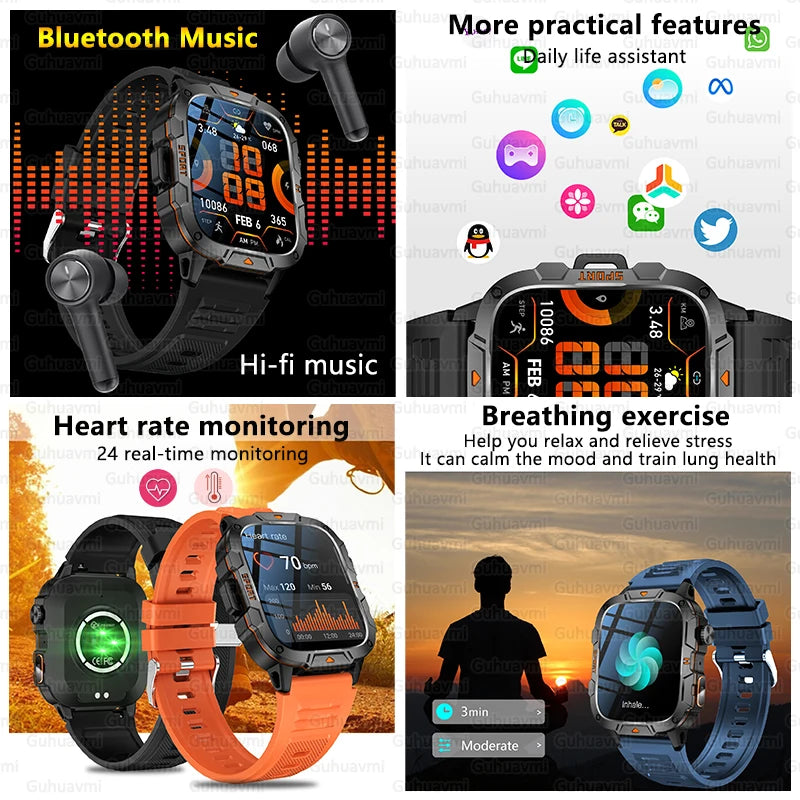 Men's Sports Smartwatch with HD Bluetooth Call & 100+ Modes – Military Grade