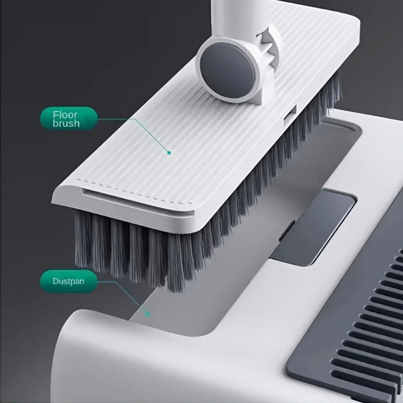 3-in-1 Folding Broom and Dustpan Set for Multi-Surface Cleaning