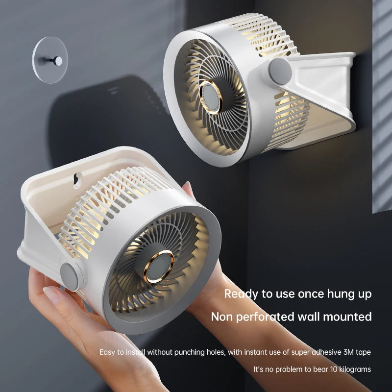 Portable USB Rechargeable Desktop Fan with 5 Speeds and Night Light
