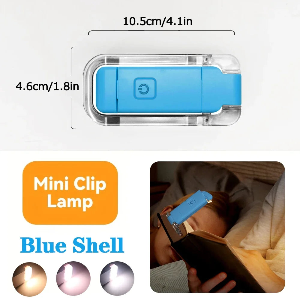 Mini USB Rechargeable Book Light with Amber Glow and Eye Protection