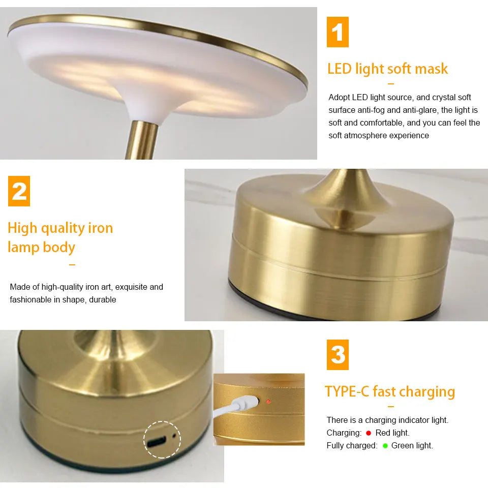 Modern Metal LED Desk Lamp with Stepless Brightness Adjustment